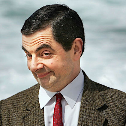 Mr. Bean smirking face.